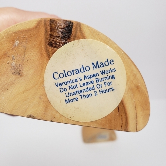 Veronicas Aspen Works Colorado Wood Leaf Log Cabin Candle Holder Set - Picture 5 of 7